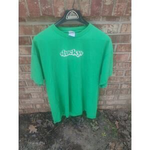 Vintage Lucky T Shirt Green Fruit of the Loom Heavy Cotton XL Retro Y2K Graphic